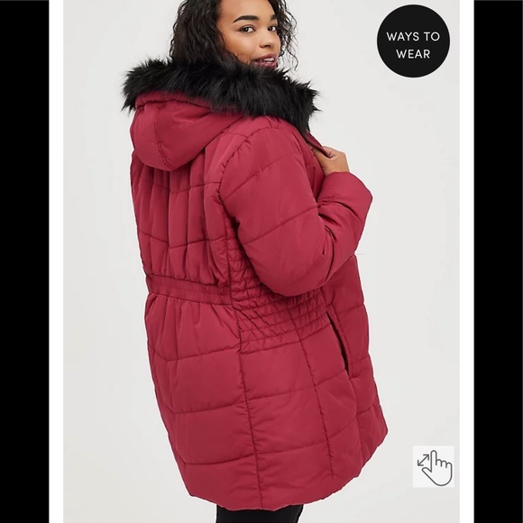 Torrid Red/Black F&F Puffer Jacket - Picture 5 of 6